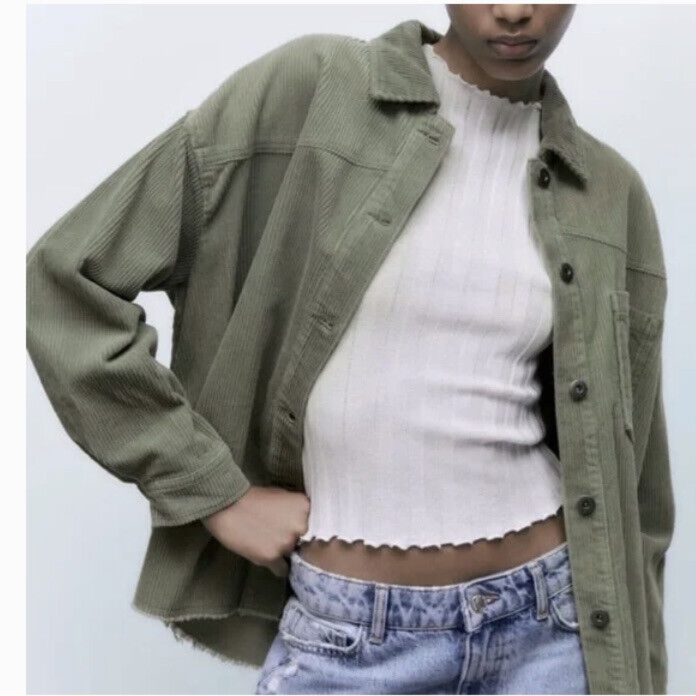 Zara Green Shirt Jacket